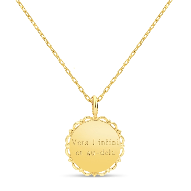 Collier personnalisé enfant médaille 18 mm dentelle Plaqué Or