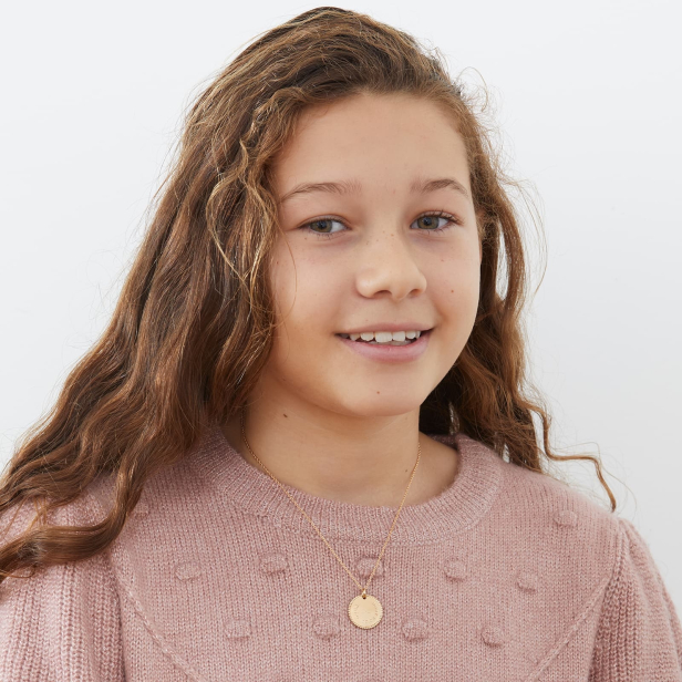 Collier personnalisé enfant médaille 18 mm perlée Plaqué Or