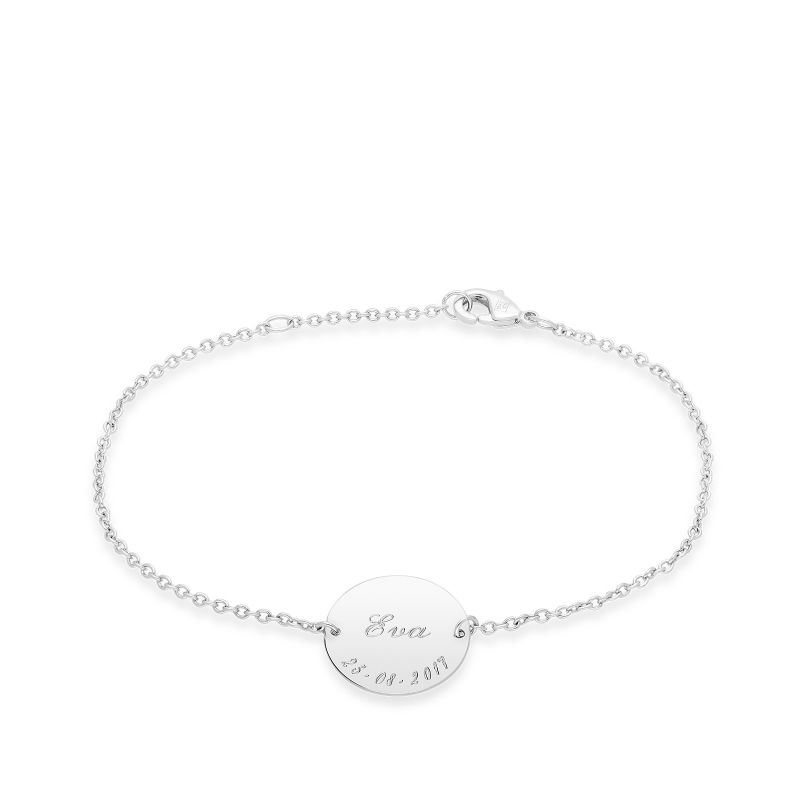 Packshot du bracelet chaînette médaille gravée en Argent pour enfant
