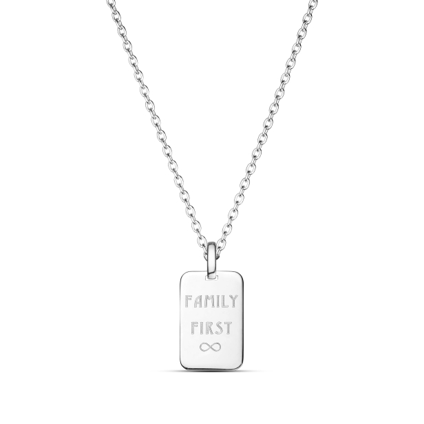 Collier personnalisé homme médaille rectangulaire  grand format en Argent