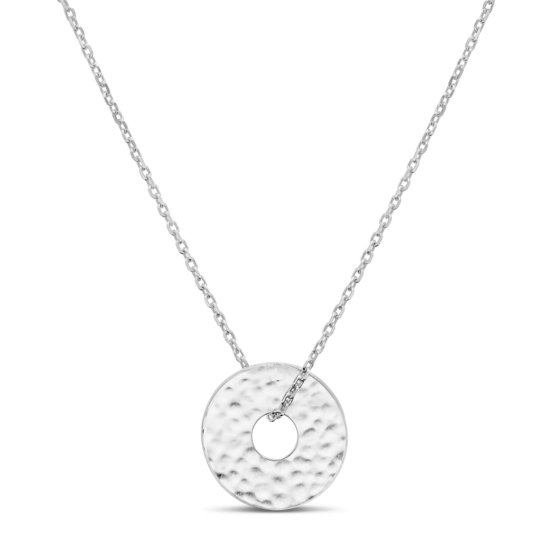 Collier enfant médaille jeton martelée 15 mm gravée en Argent