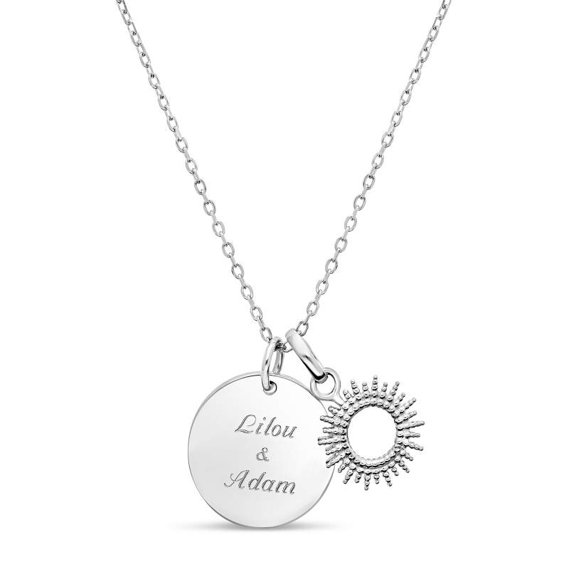 Collier enfant médaille 15 mm et son pendentif soleil Argent
