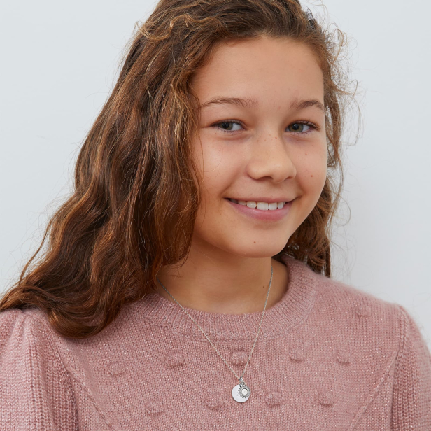 Collier enfant médaille 15 mm et son pendentif soleil Argent