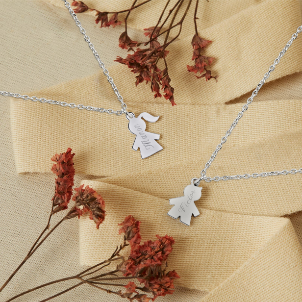 Collier personnalisé Argent et pendentif petite fille 15 mm