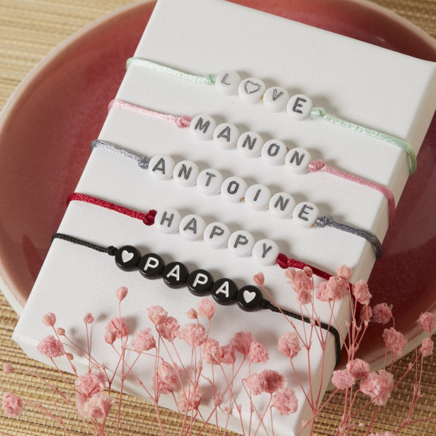 Duo bracelets cordons personnalisés lettres pour mère-enfant