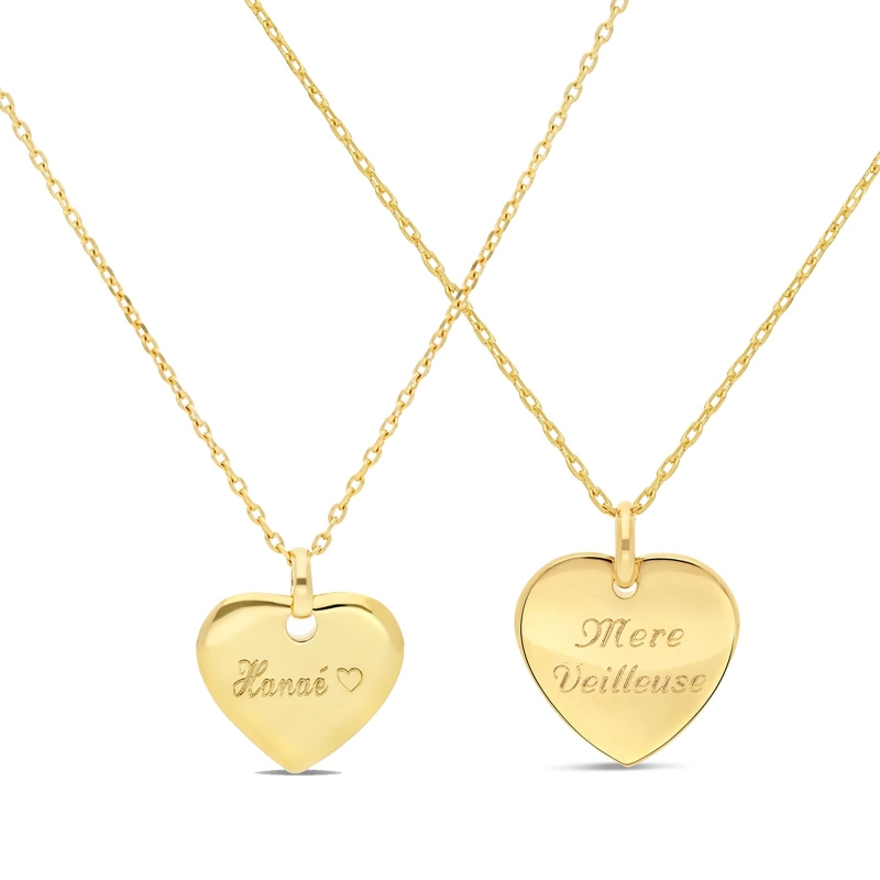 Duo collier personnalisé cœur mère enfant
