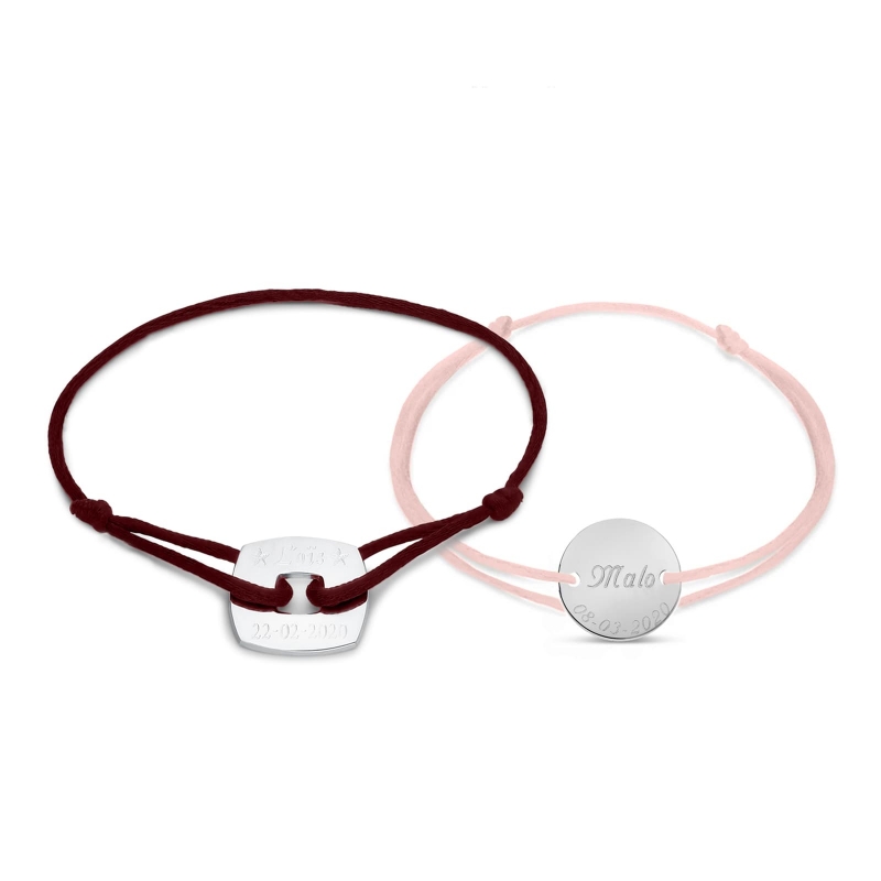 Duo bracelets cordons personnalisés mère enfant