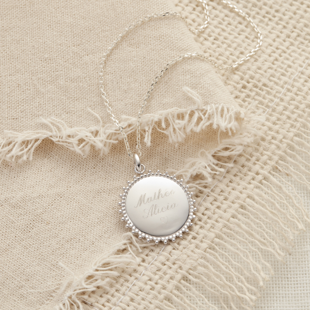 Collier personnalisé enfant médaille soleil 20 mm en Argent