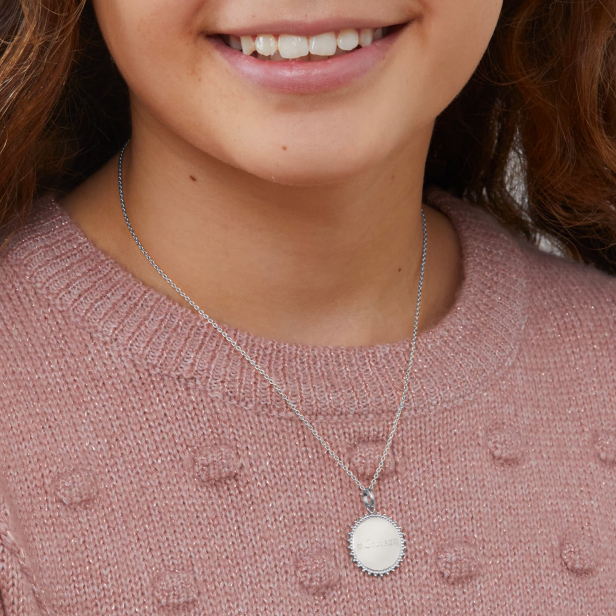 Collier personnalisé enfant médaille soleil 20 mm en Argent