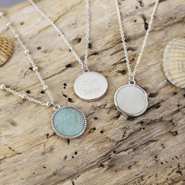 Collier pendentif nacre blanche 15 mm en Argent