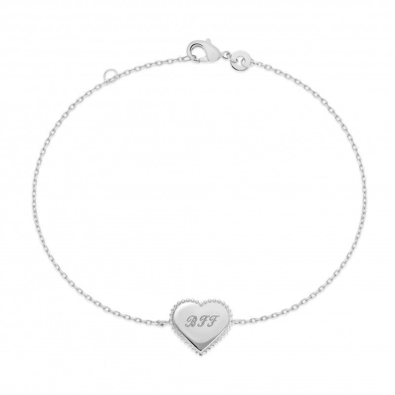 Packshot du bracelet personnalisé médaillon Argent en forme de cœur