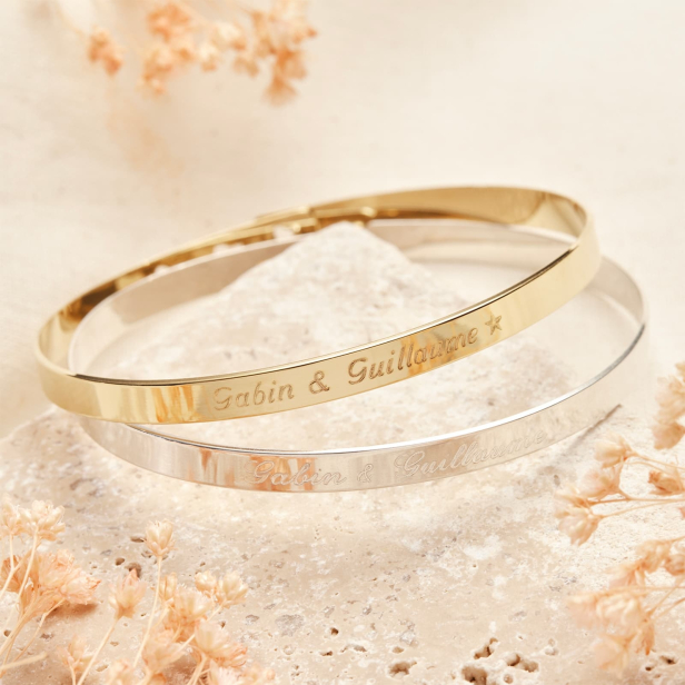 Bracelet jonc gravé en Argent