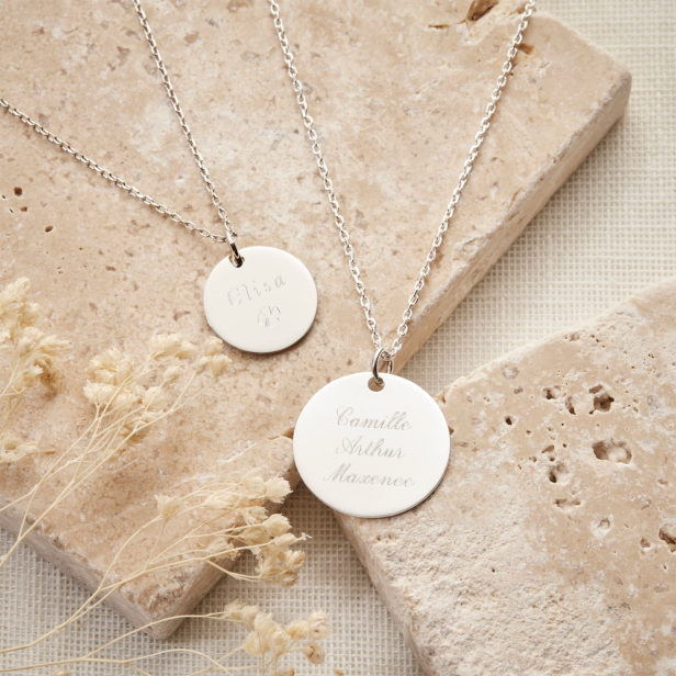 Collier médaille 15 mm personnalisée Argent