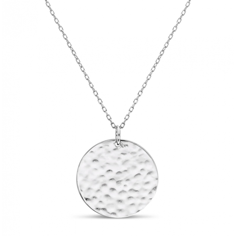 Collier personnalisé médaille martelée 20 mm Argent