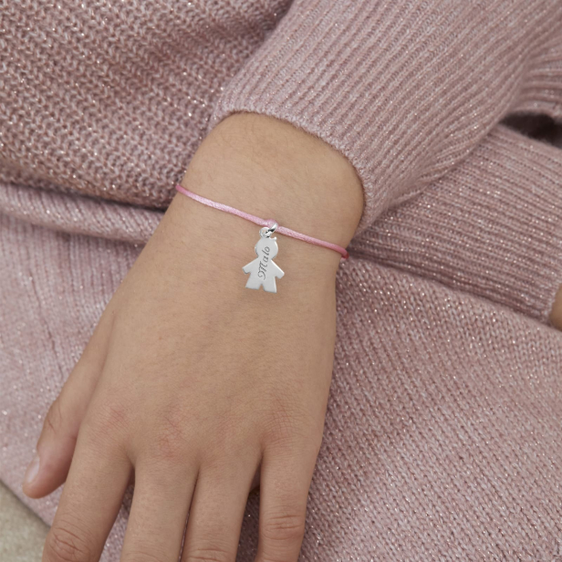 Bracelet cordon enfant et pendentif garçon en Argent personnalisé