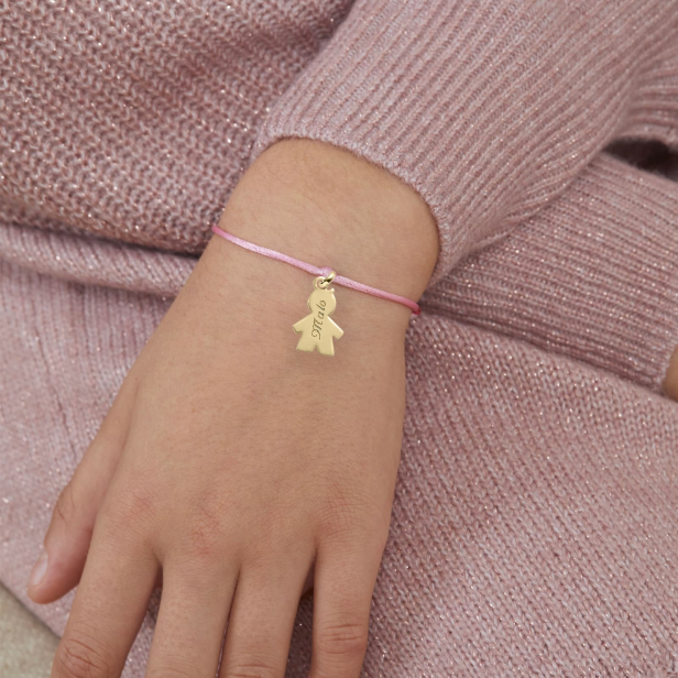 Bracelet cordon enfant et pendentif garçon en Plaqué Or personnalisé