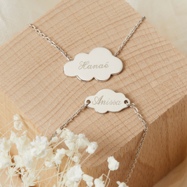 Bracelet nuage enfant personnalisé en Argent