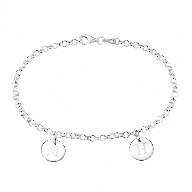 Bracelet fine maille avec double médailles 10 mm Argent
