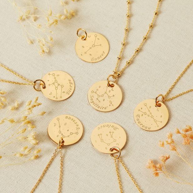 Collier médaille 20 mm astro verseau Plaqué Or