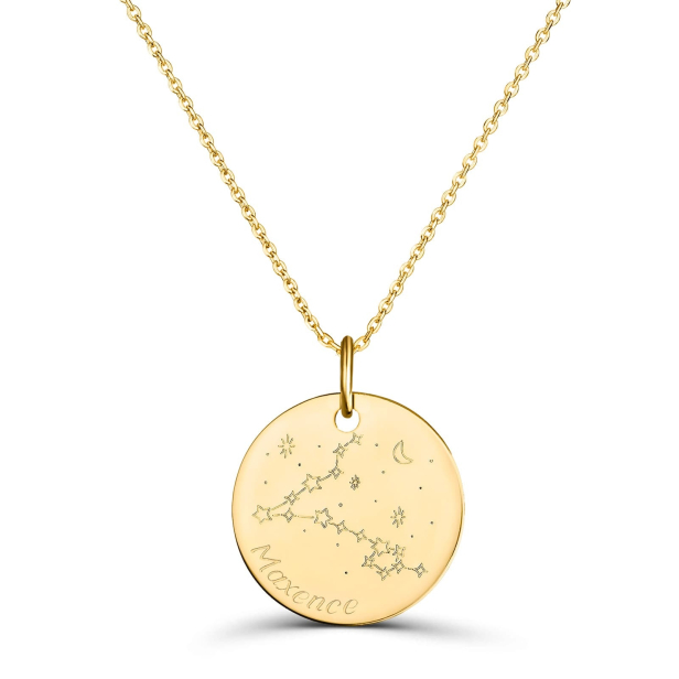 Collier médaille 20 mm astro poissons Plaqué Or
