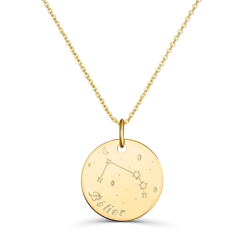 Collier médaille 20 mm astro bélier Plaqué Or