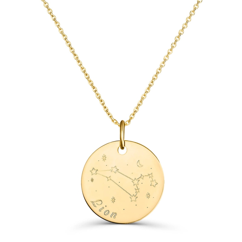 Collier médaille 20 mm astro lion Plaqué Or