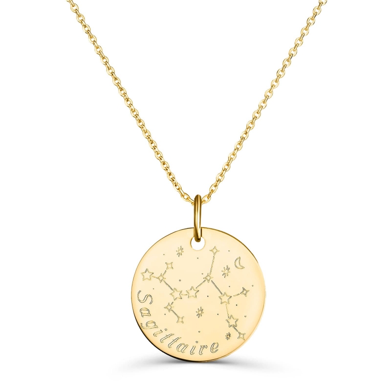 Collier médaille 20 mm astro sagittaire Plaqué Or