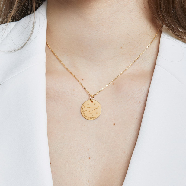 Collier médaille 20 mm astro capricorne Plaqué Or