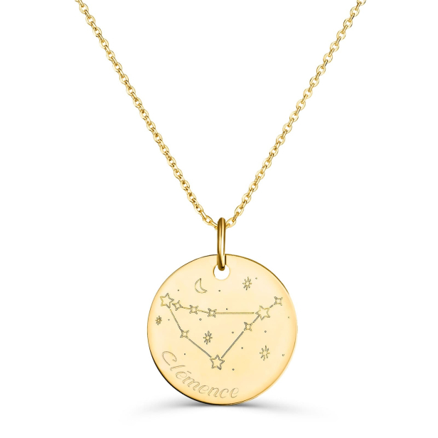 Collier médaille 20 mm astro capricorne Plaqué Or
