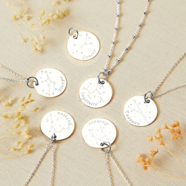Collier médaille 20 mm astro poissons Argent