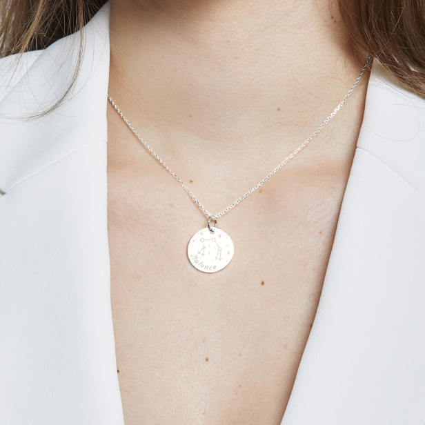 Collier médaille 20 mm astro balance Argent