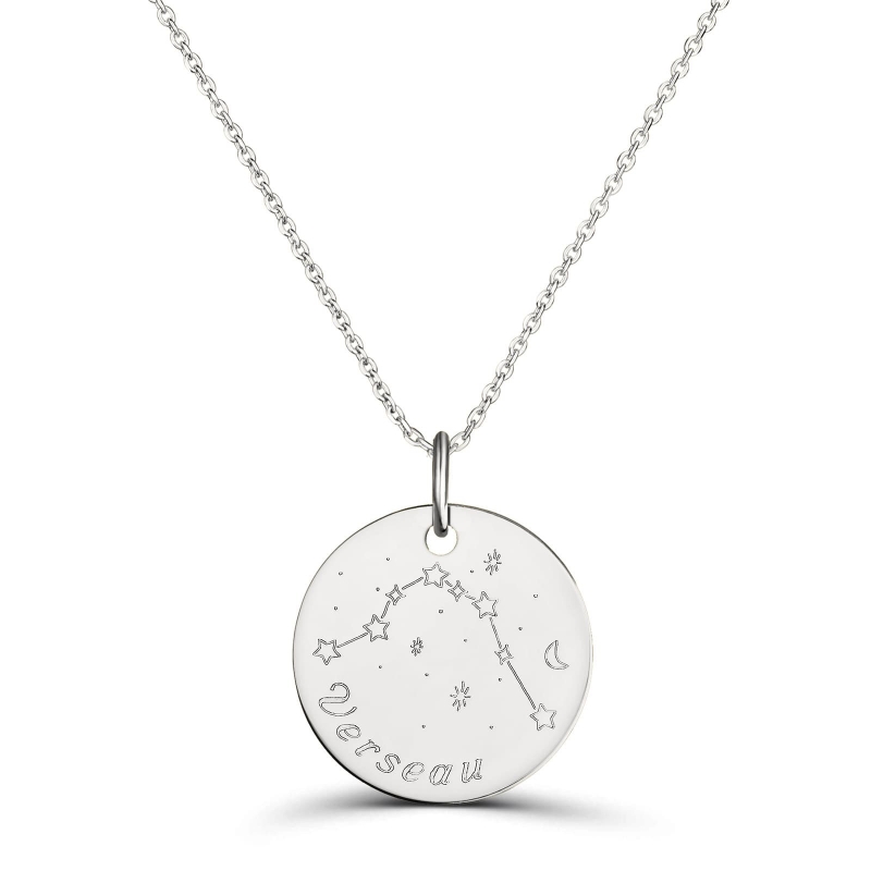 Collier médaille 20 mm astro verseau Argent