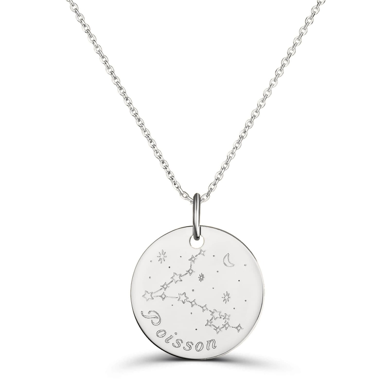Collier médaille 20 mm astro poissons Argent