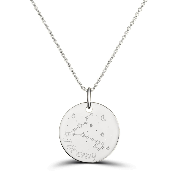 Collier médaille 20 mm astro poissons Argent