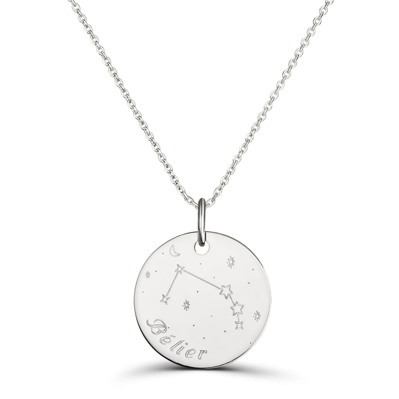 Collier médaille 20 mm astro bélier Argent