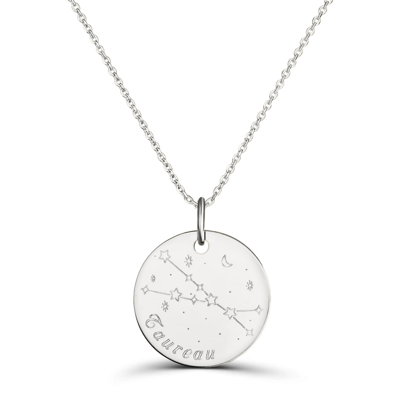 Collier médaille 20 mm astro taureau Argent