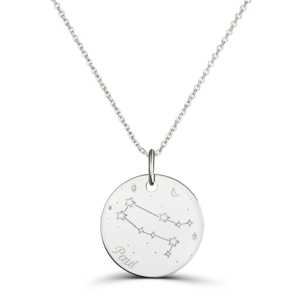Collier médaille 20 mm astro gémeaux Argent