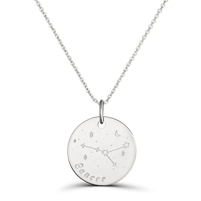 Collier médaille 20 mm astro cancer Argent