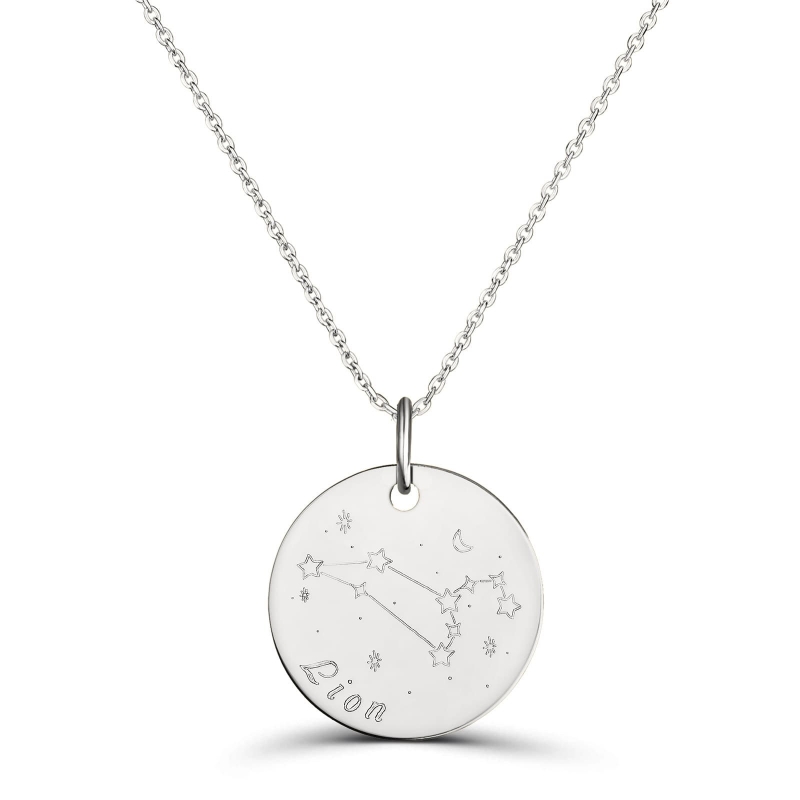 Collier médaille 20 mm astro lion Argent