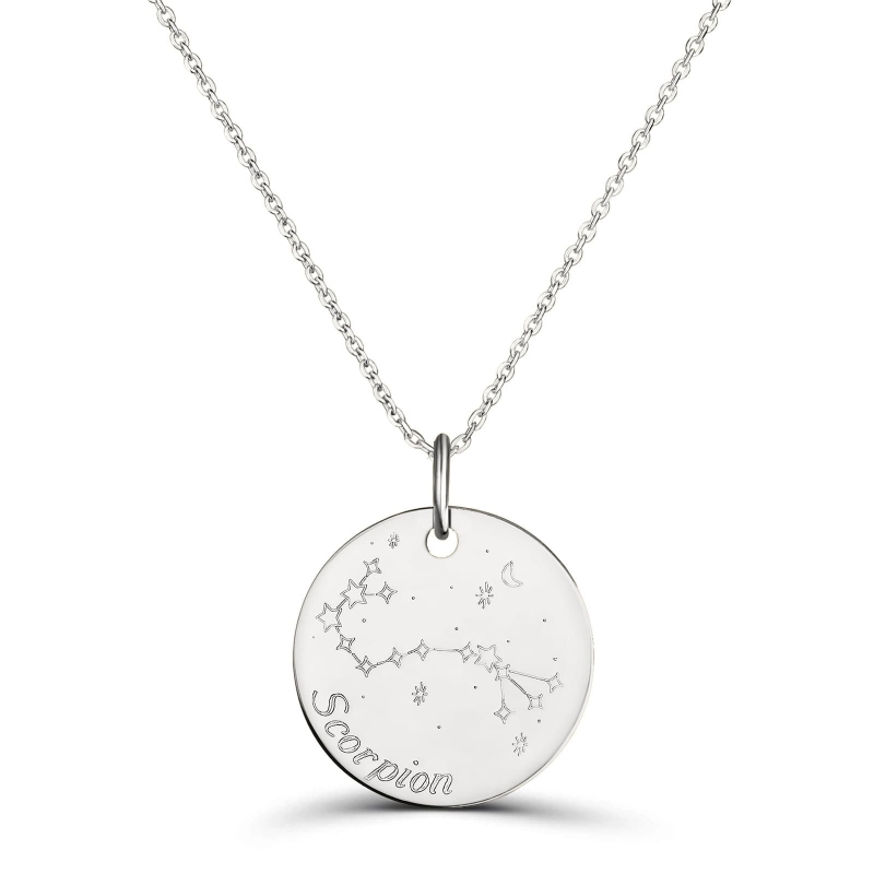 Collier médaille 20 mm astro scorpion Argent