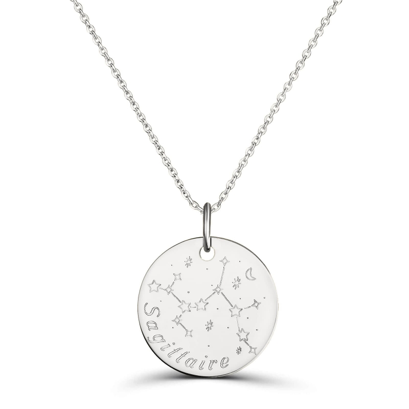 Collier médaille 20 mm astro sagittaire Argent