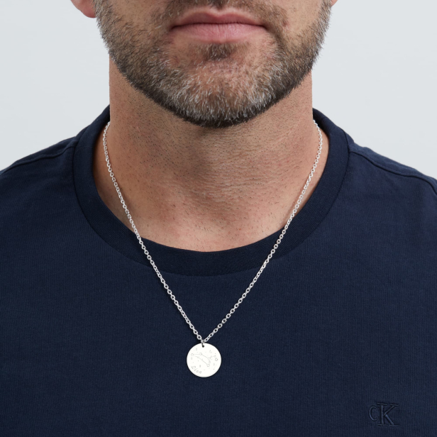 Collier médaille 20 mm homme astro lion Argent