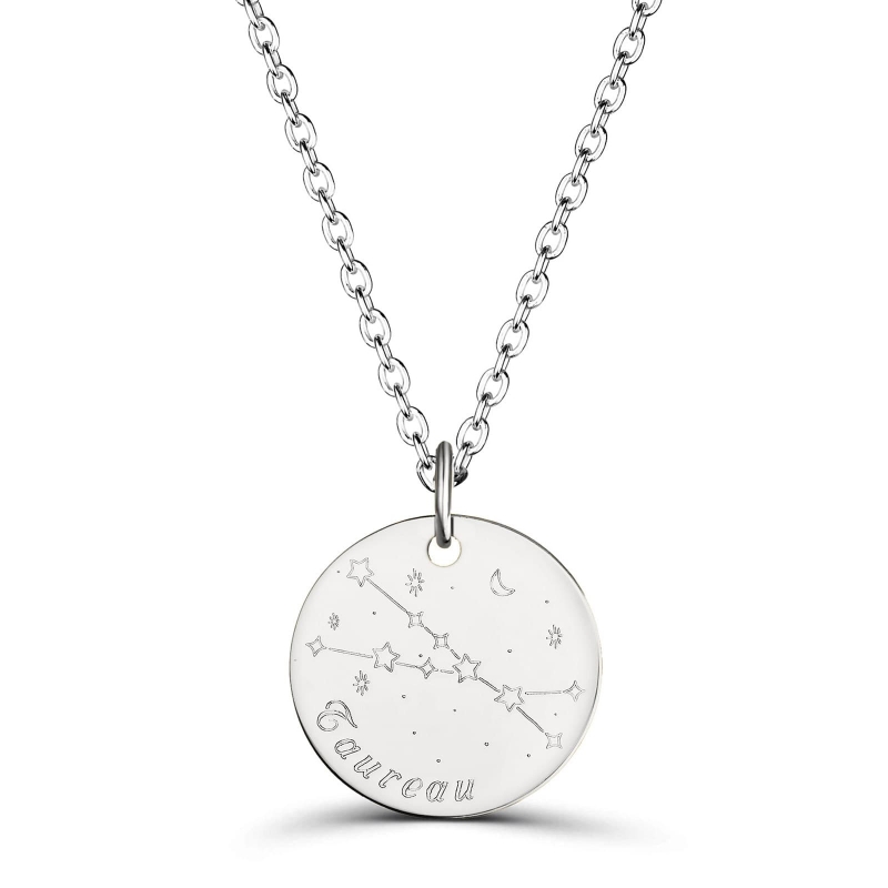 Collier médaille 20 mm homme astro taureau Argent