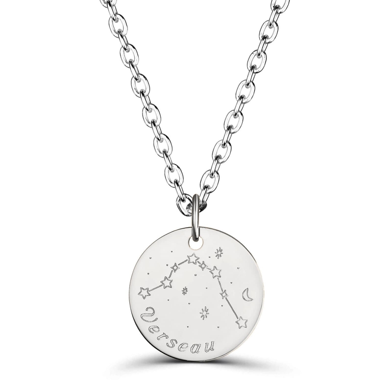 Collier médaille 20 mm homme astro verseau Argent