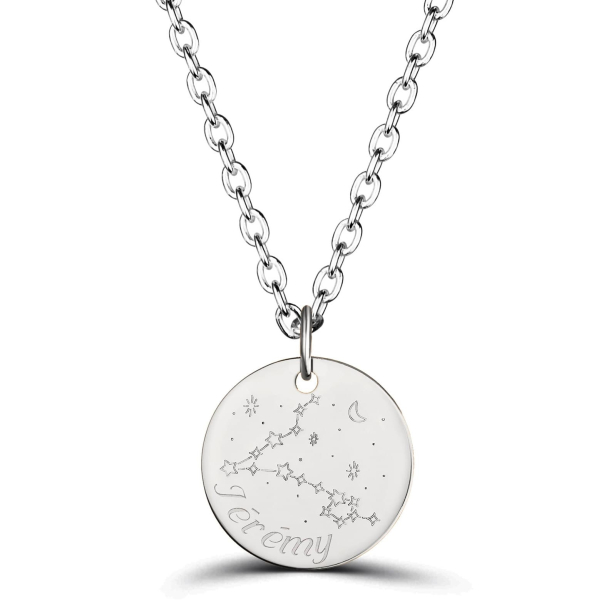 Collier médaille 20 mm homme astro poissons Argent