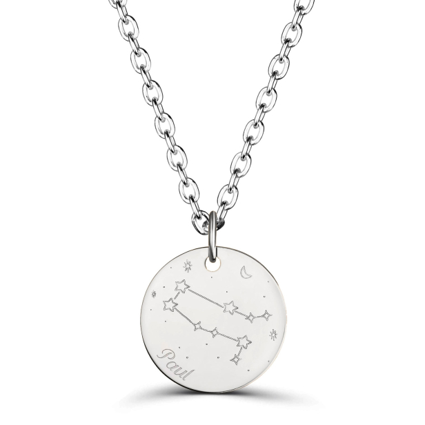 Collier médaille 20 mm homme astro gémeaux Argent