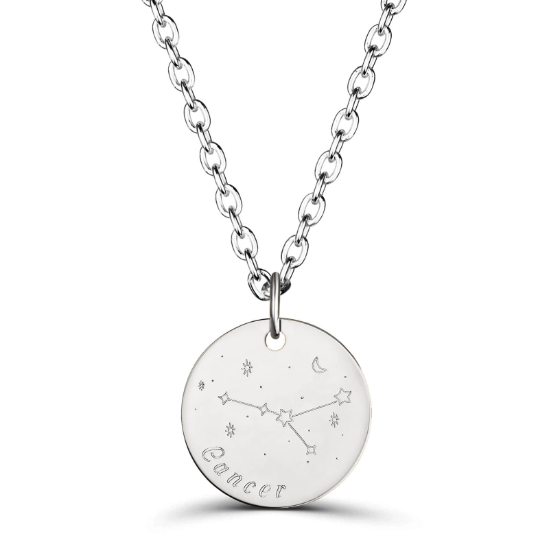 Collier médaille 20 mm homme astro cancer Argent