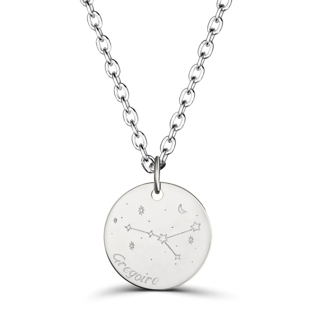 Collier médaille 20 mm homme astro cancer Argent