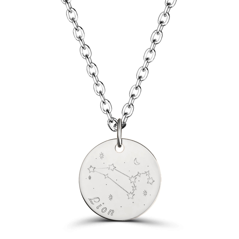 Collier médaille 20 mm homme astro lion Argent