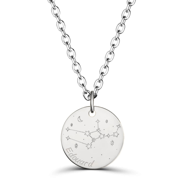 Collier médaille 20 mm homme astro vierge Argent
